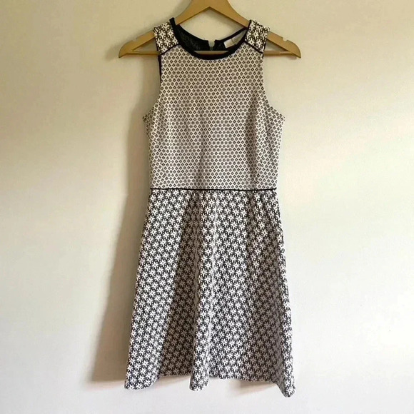 Ann Taylor LOFT Black and White Fit and Flare Dress - Picture 2 of 15